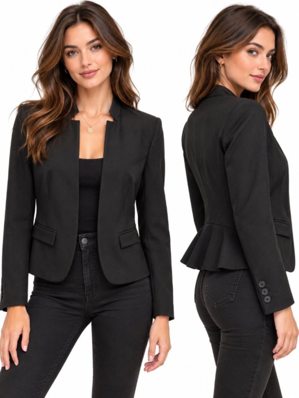 Rebecca Taylor Black Blazer Open Wool Tailored Size 8
